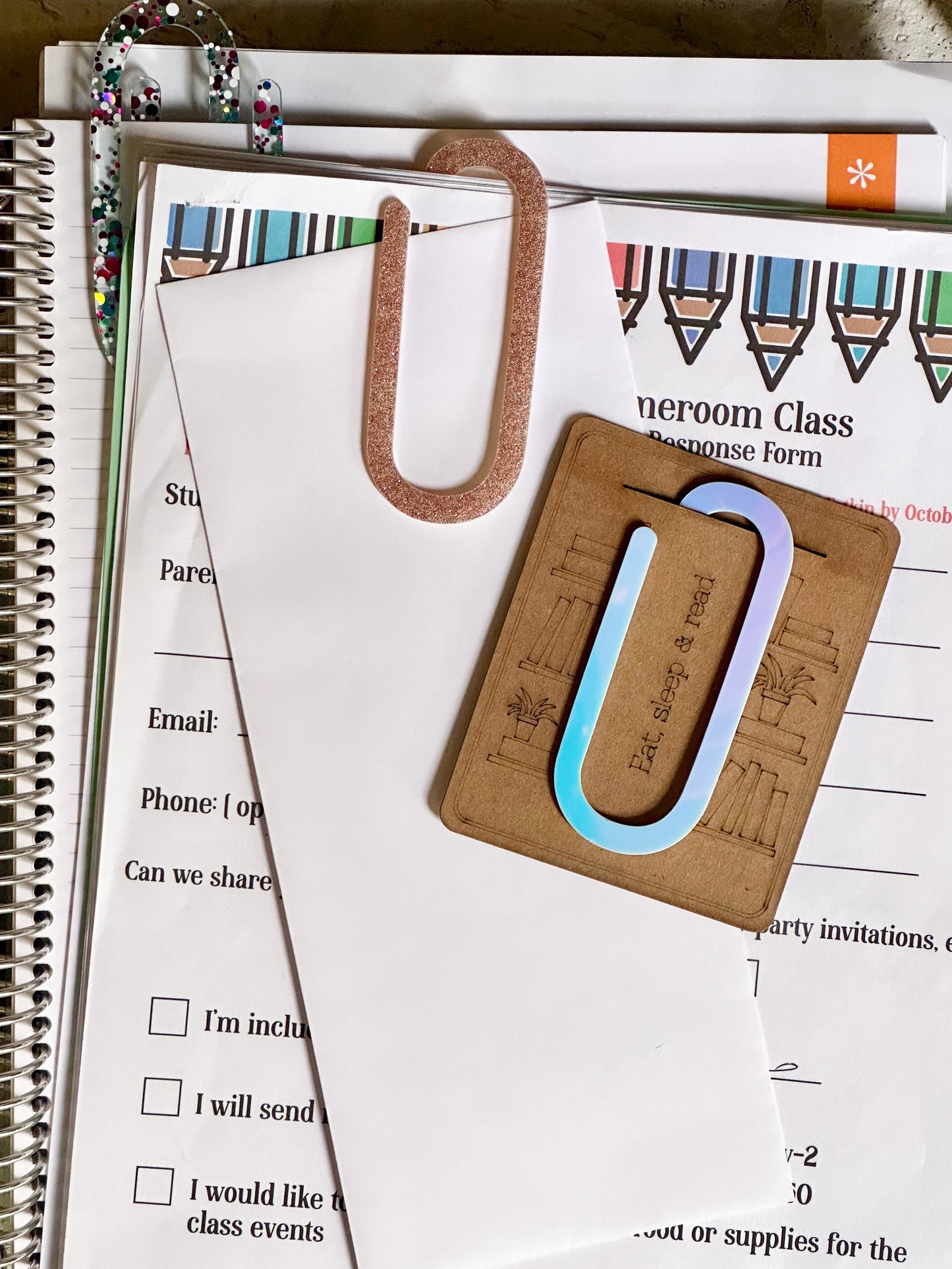 Jumbo Paperclip Acrylic Bookmark