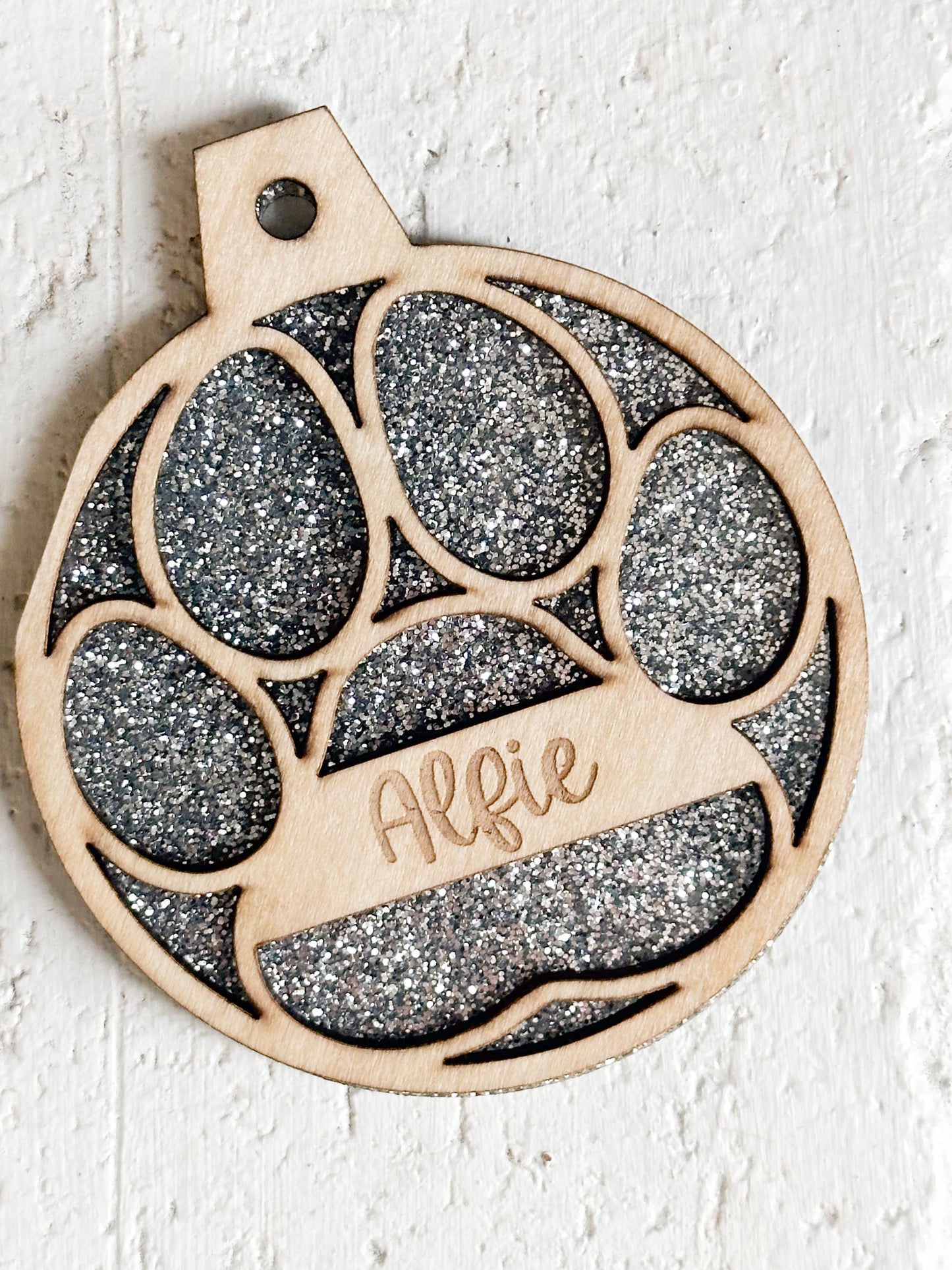 Personalized Glitter Ornament - Snowflake or Paw