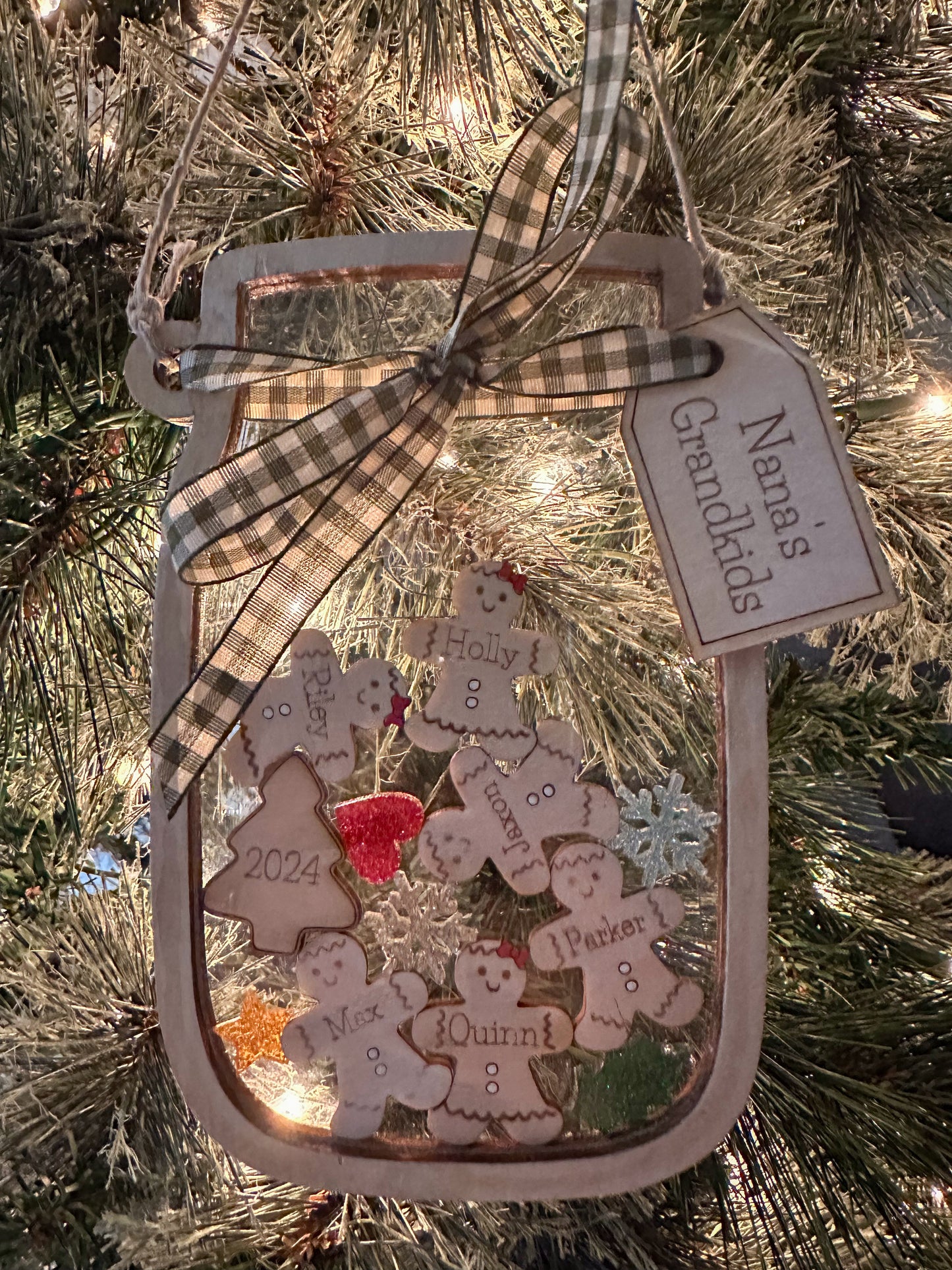 Gingerbread Family Mason Jar Ornament -Personalized for your Family!