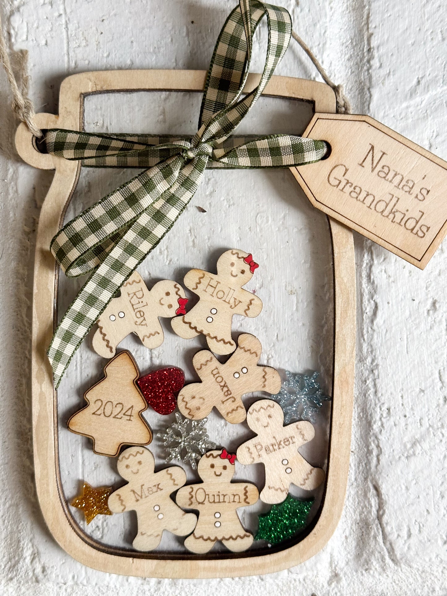 Gingerbread Family Mason Jar Ornament -Personalized for your Family!