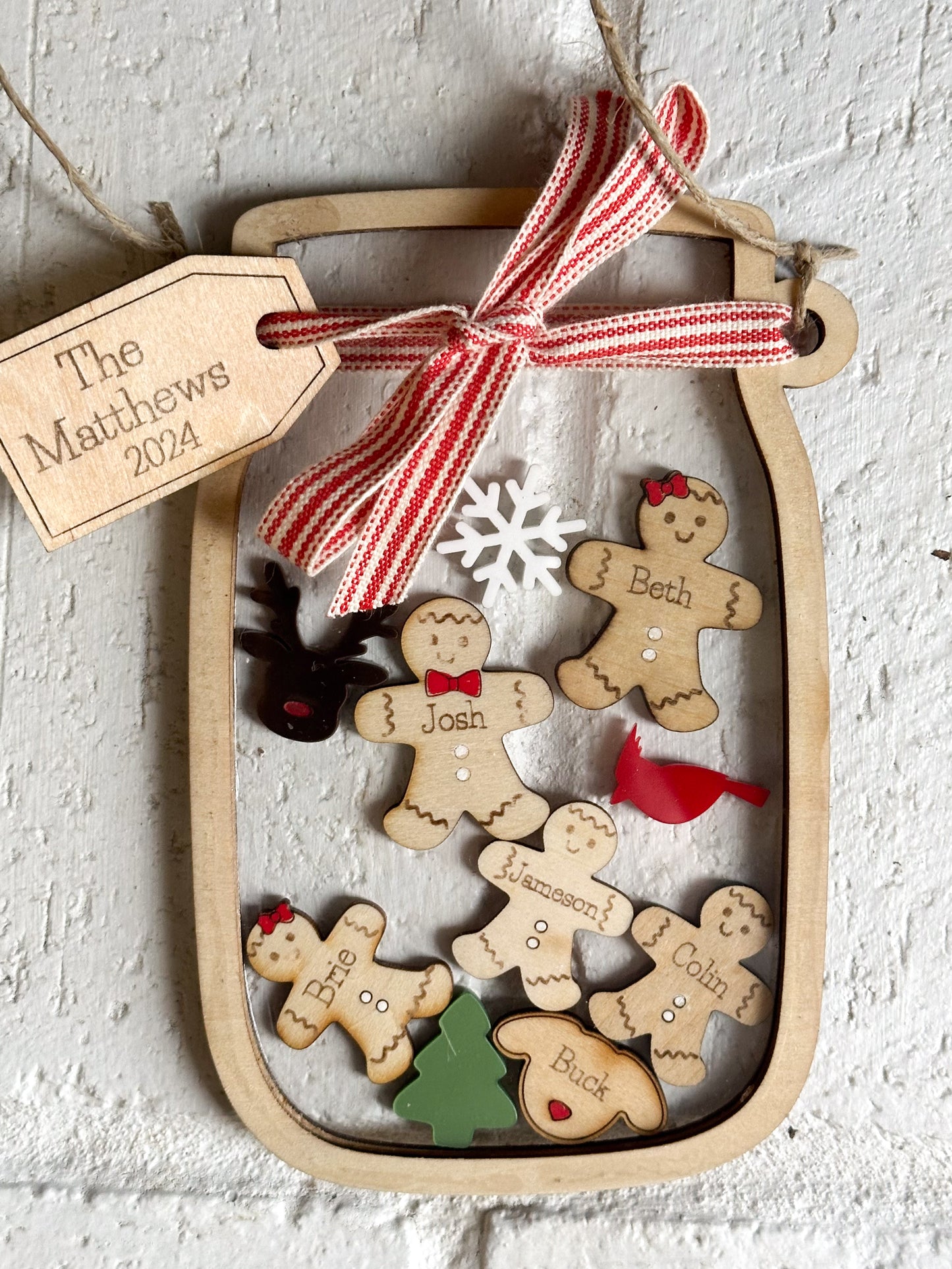 Gingerbread Family Mason Jar Ornament -Personalized for your Family!