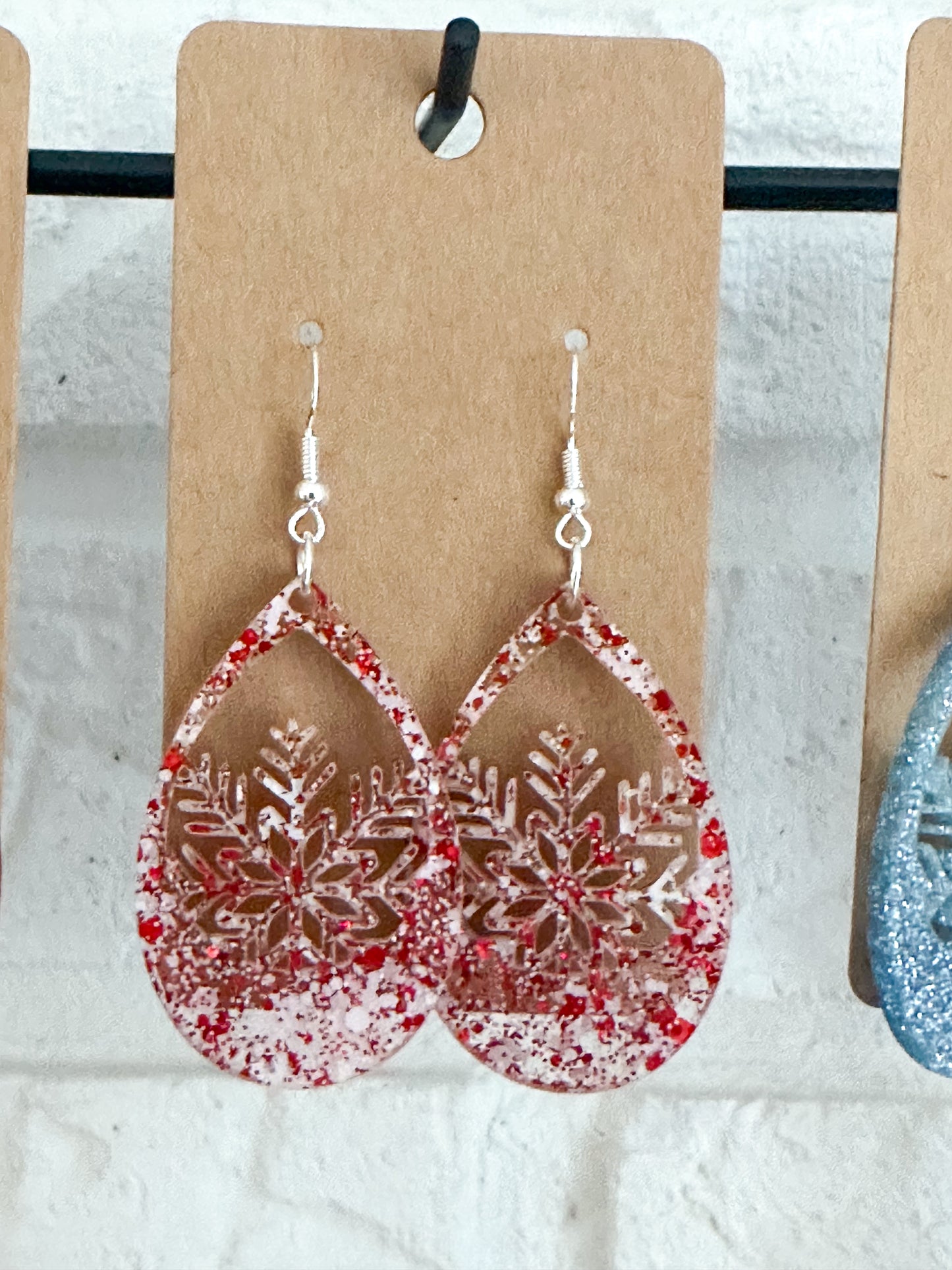 Large Glitter Teardrop Snowflake dangle