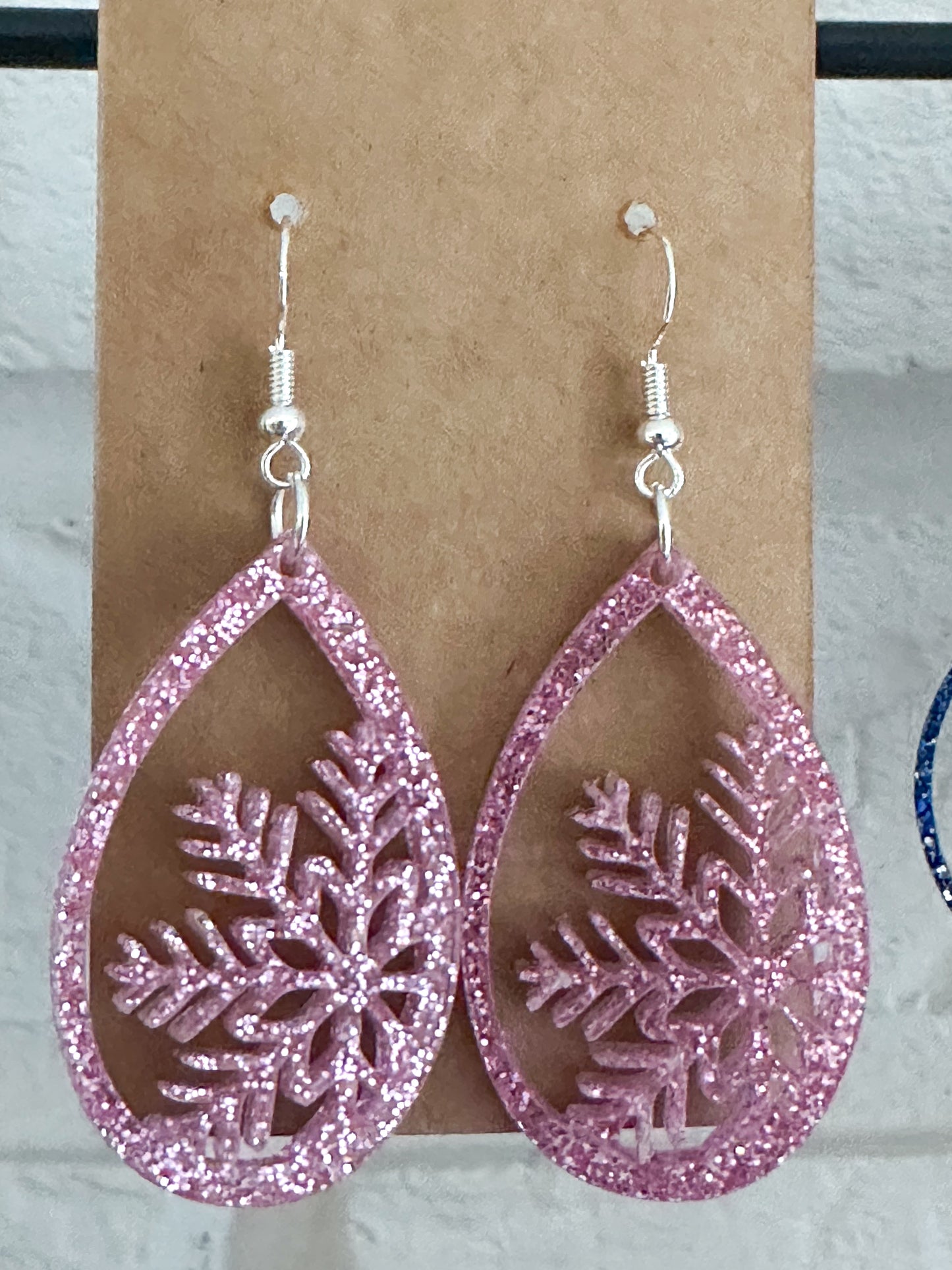 Large Glitter Teardrop Snowflake dangle