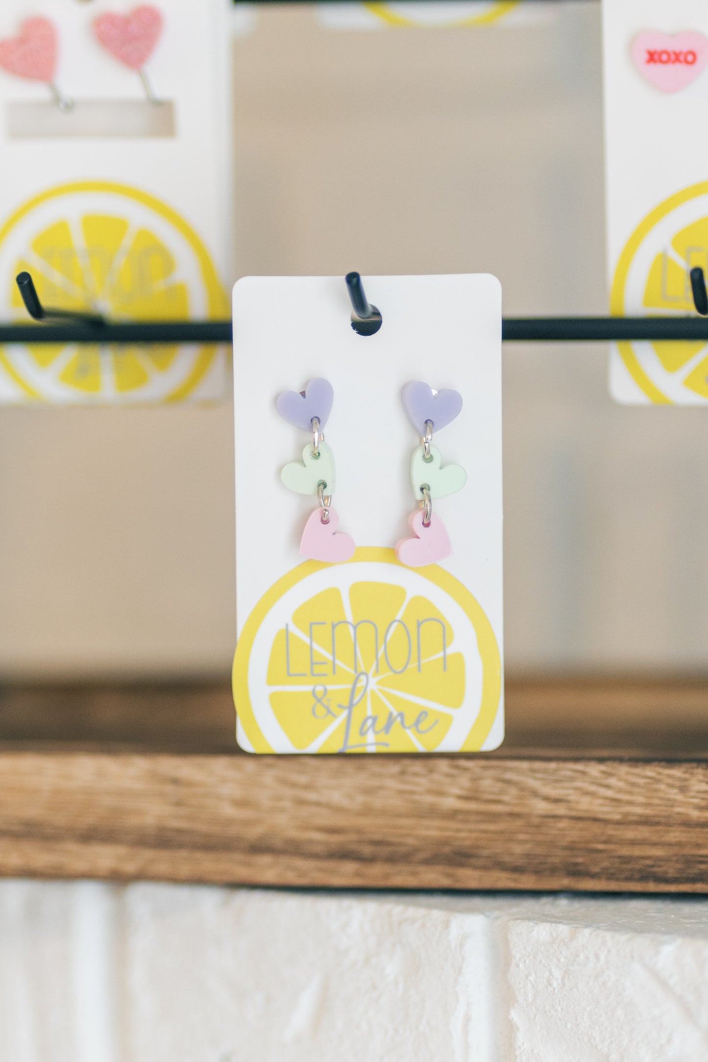 Small 3 Heart Dangle Earrings