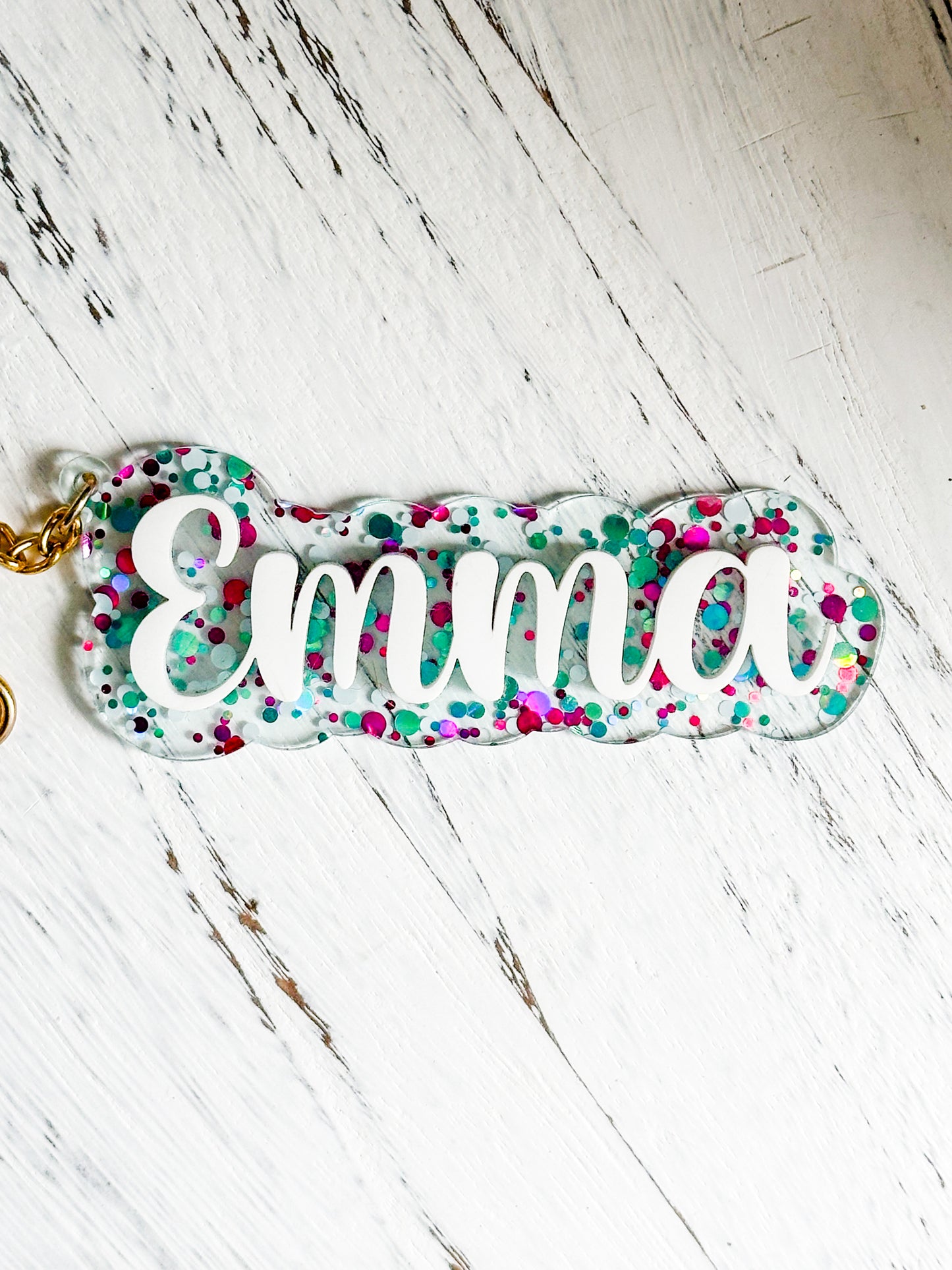 Glitter Acrylic Keychain - Personalized with name