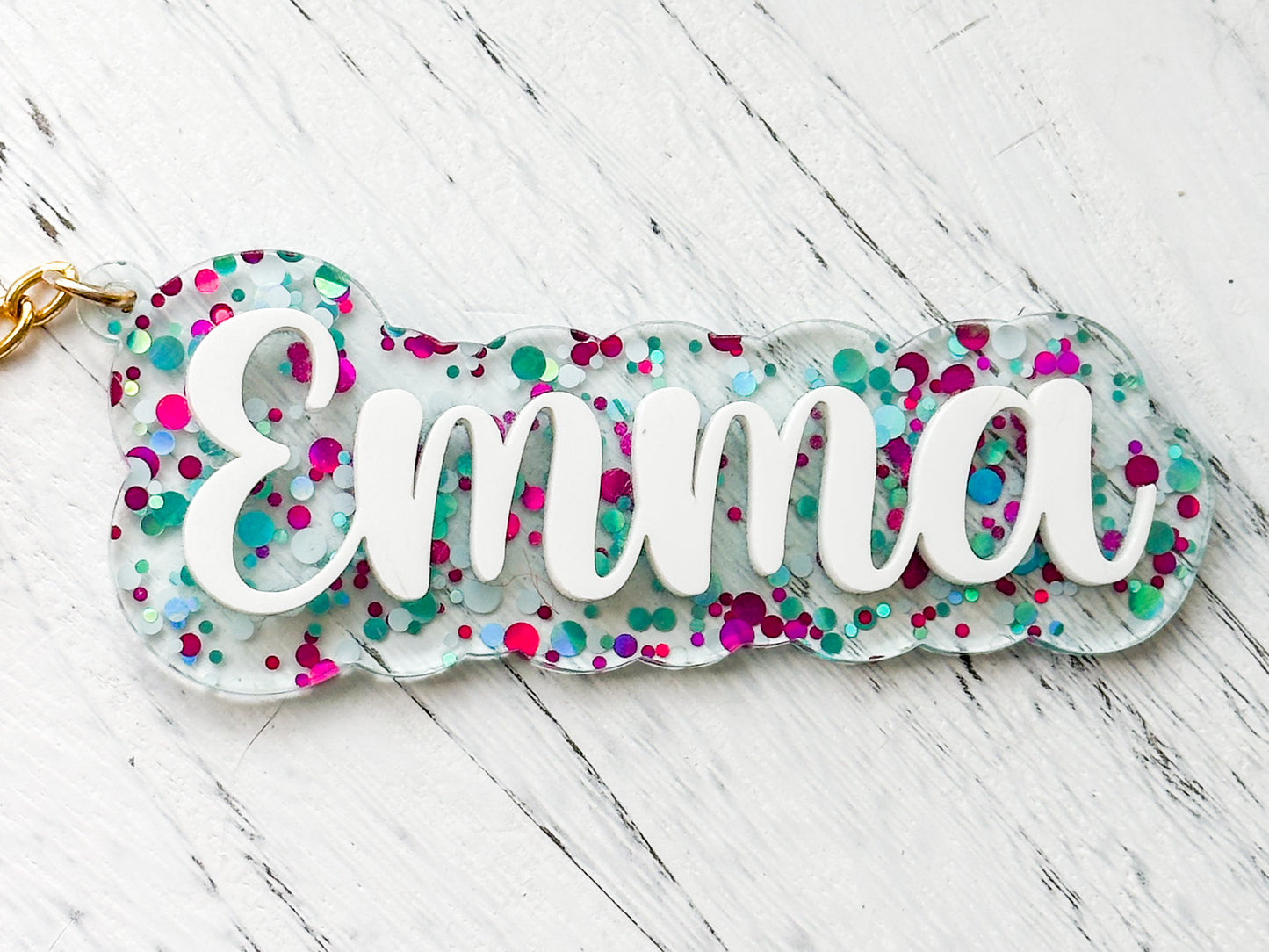 Glitter Acrylic Keychain - Personalized with name