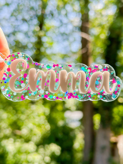 Glitter Acrylic Keychain - Personalized with name