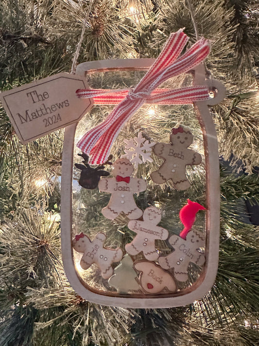 Gingerbread Family Mason Jar Ornament -Personalized for your Family!