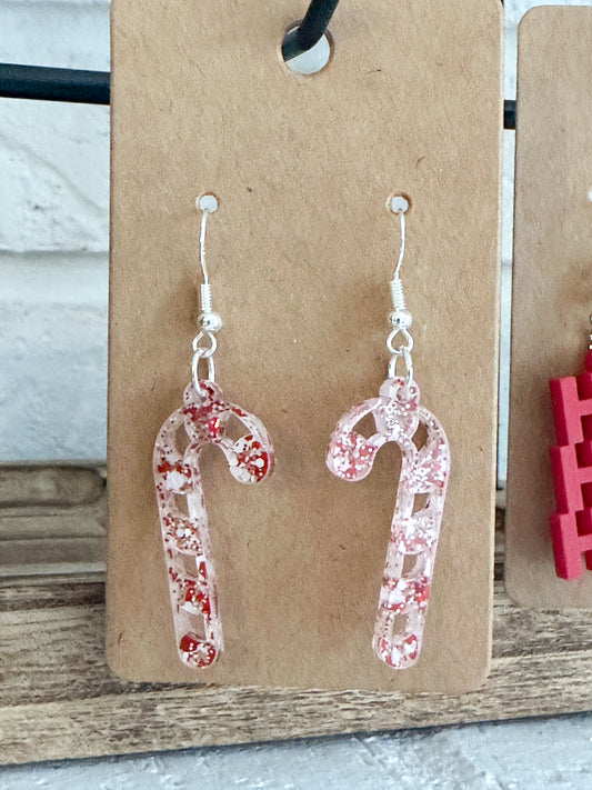 Large Candy Cane dangle earrings