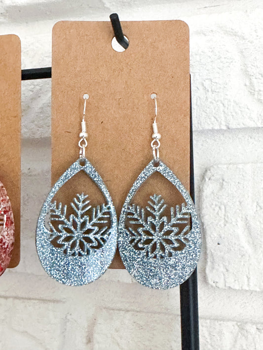 Large Glitter Teardrop Snowflake dangle