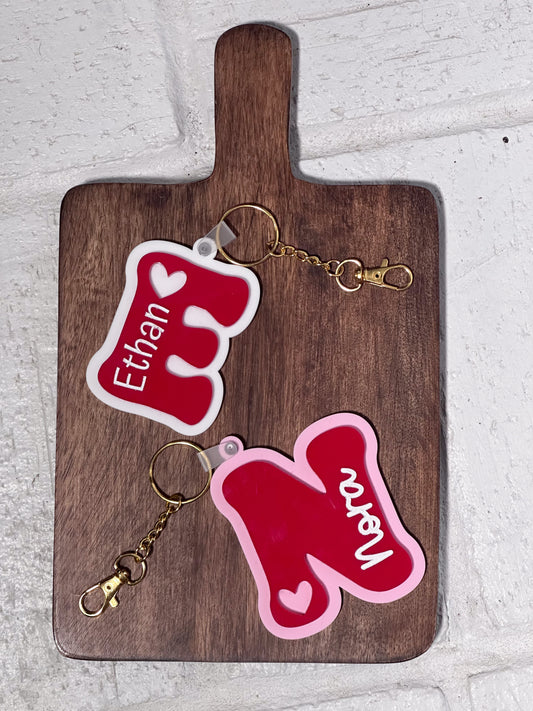 Acrylic Valentine Initial Keychain