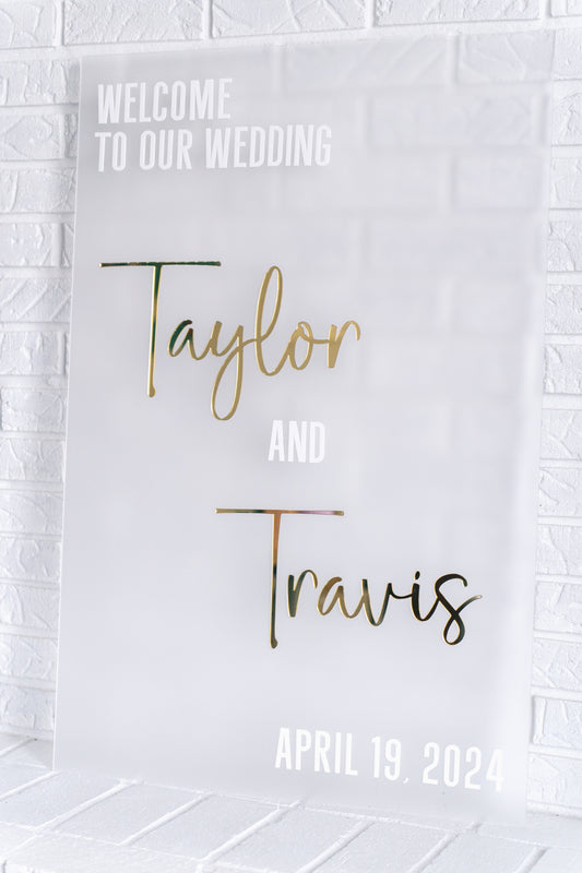 Acrylic Wedding Welcome Sign - Personalized Wedding Decor