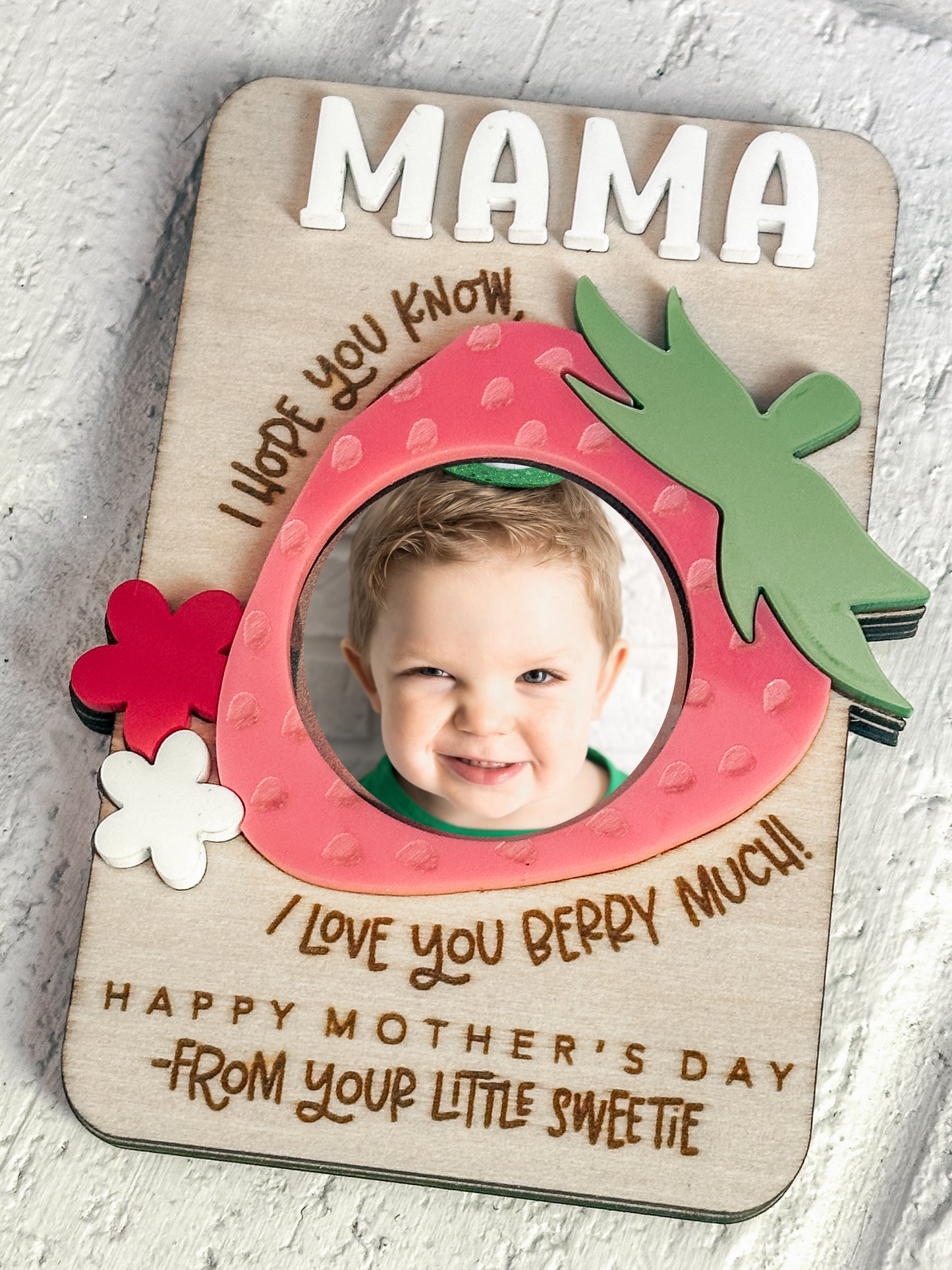 Mother's Day Photo Refrigerator Magnet - Strawberry