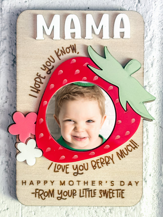 Mother's Day Photo Refrigerator Magnet - Strawberry