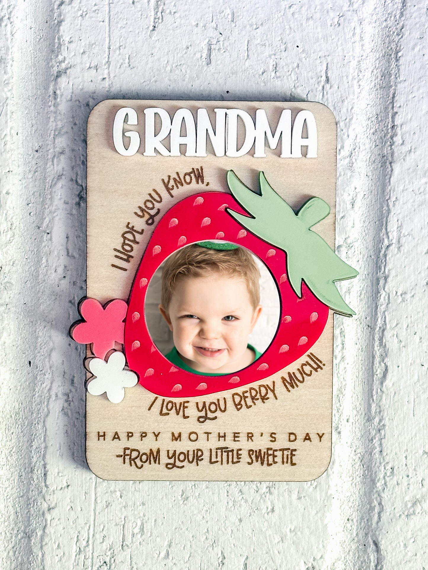 Mother's Day Photo Refrigerator Magnet - Strawberry