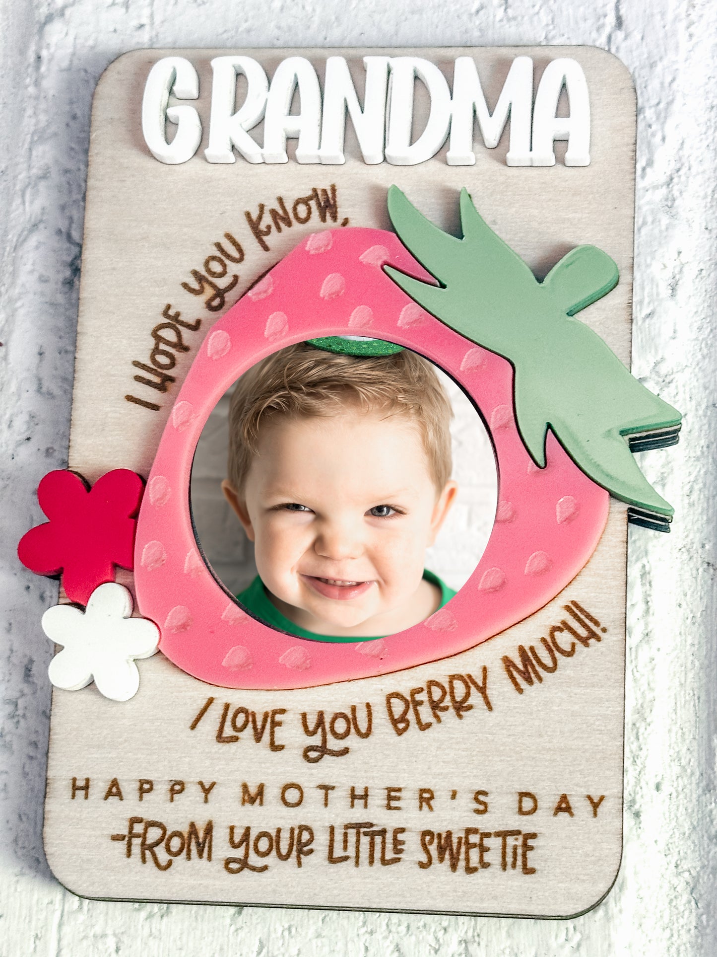 Mother's Day Photo Refrigerator Magnet - Strawberry