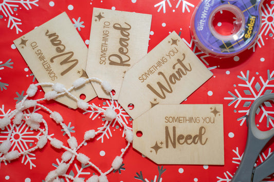 Wear, Read, Want and Need Gift Tags