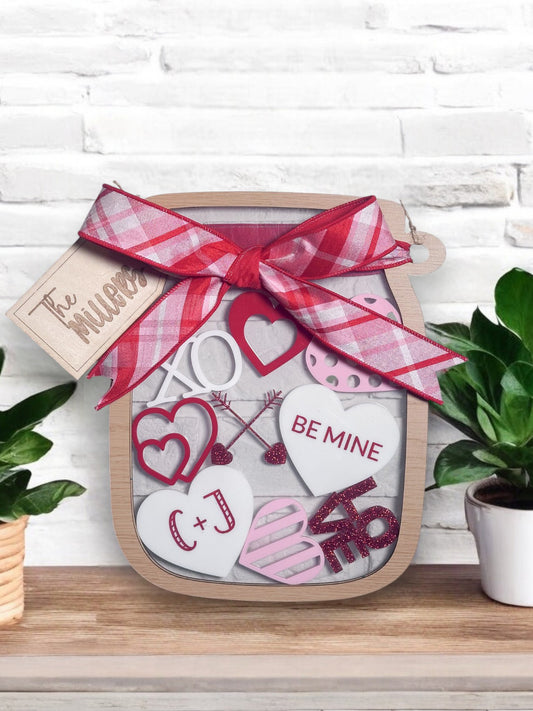 Personalized XL Mason Jar Decor - Interchangeable Holiday Decor Kit